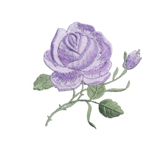 Bügelflicken 2 Stücke Zarte Rose Stickerei Eisen Auf Nähen Auf Patches for Kleidung Applique DIY Hut Mantel Kleid Hosen Zubehör Tuch Aufkleber(E purple rose) von LIZHAYG