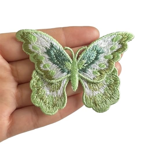 Bügelflicken 3 Stücke Schmetterling Gestickte Patches Applikation Nähen Kleidung Kleidung Patch Stoffe for Kleid Jacken Dekoration DIY(Green) von LIZHAYG