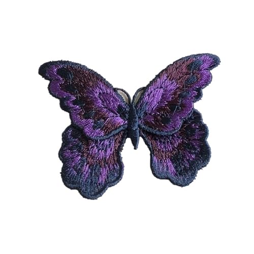 Bügelflicken 3 Stücke Schmetterling Gestickte Patches Applikation Nähen Kleidung Kleidung Patch Stoffe for Kleid Jacken Dekoration DIY(Purple) von LIZHAYG