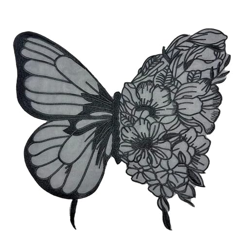 Bügelflicken Mode große Schmetterling Stickerei Applikationen for Kleidung Patches Spitze Stoff Zubehör for Hochzeitskleid Brautjungfer DIY Dekor(A) von LIZHAYG