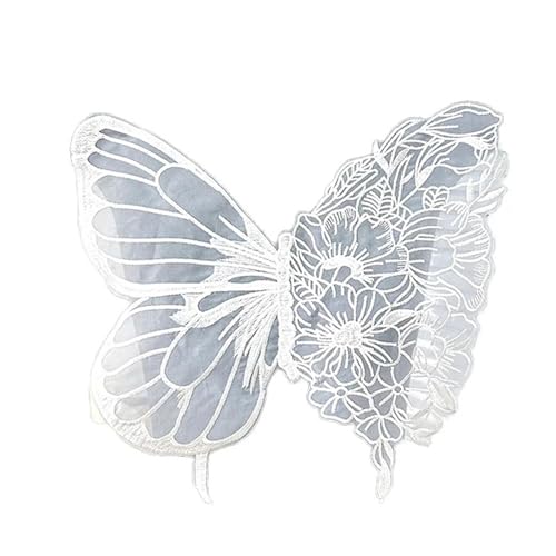 Bügelflicken Mode große Schmetterling Stickerei Applikationen for Kleidung Patches Spitze Stoff Zubehör for Hochzeitskleid Brautjungfer DIY Dekor(B) von LIZHAYG