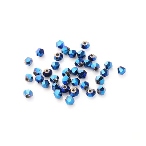 Doppelkegel Perlen 2 3 4 6 8mm Glas Kristall Doppelkegel Perlen Schwarz Lose Spacer Facettierte Perlen for Frauen Diy Herstellung Von Schmuck stickerei Zubehör glasperlen(Blue,6mm 40pcs) von LIZHAYG