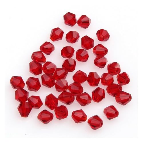 Doppelkegel Perlen 4MM 100 Stück Kristallperlen zur Schmuckherstellung DIY-Zubehör Bunte facettierte Glas-Abstandshalterperlen glasperlen(Red) von LIZHAYG