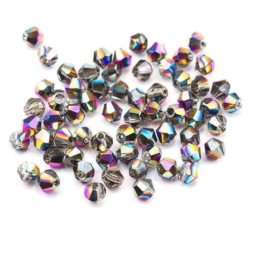 Doppelkegel Perlen 4mm glänzende metall farbe doppelkegel perlen glas Perlen halb vernickelt farbe Perlen kristall schmuck perlen for Schmuck Machen 120 teile/los glasperlen(Half-rianbow) von LIZHAYG