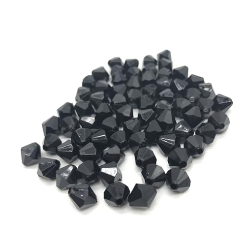 Doppelkegel Perlen 6mm 8mm 10mm facettierte Doppelkegel-Kristall-Acryl-Perlen, lose Abstandshalter, runde Perlen for Selbermachen, Schmuckherstellung glasperlen(Black,6mm 200pcs) von LIZHAYG