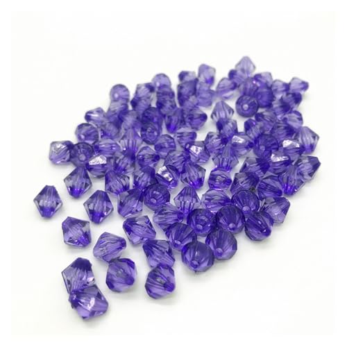 Doppelkegel Perlen 6mm 8mm 10mm facettierte Doppelkegel-Kristall-Acryl-Perlen, lose Abstandshalter, runde Perlen for Selbermachen, Schmuckherstellung glasperlen(Purple,10mm 50pcs) von LIZHAYG