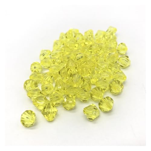 Doppelkegel Perlen 6mm 8mm 10mm facettierte Doppelkegel-Kristall-Acryl-Perlen, lose Abstandshalter, runde Perlen for Selbermachen, Schmuckherstellung glasperlen(Yellow,6mm 200pcs) von LIZHAYG