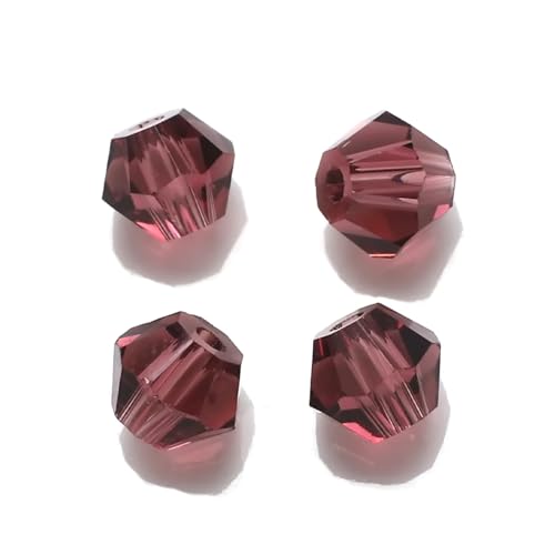 Doppelkegel Perlen Kristall-Doppelkegel-Perlen, 23468mm, mehrfarbig, facettierte Glas-Abstandshalterperlen zur Schmuckherstellung, DIY-Zubehör glasperlen(Purple,6mm 45pcs) von LIZHAYG