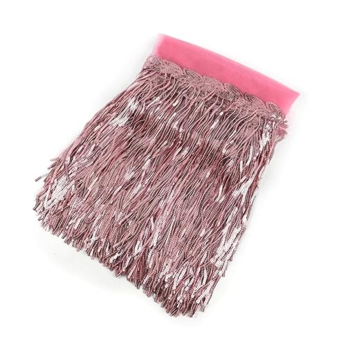 Fransen 1/2/4 Yards 10/18 cm bunte Pailletten Quaste Fransenbesatz Spitze Tanz Performance Kleidung Vorhang Stoff Nähzubehör(11Pink,10cm-4Yards) von LIZHAYG