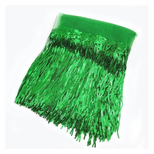 Fransen 1/2/4 Yards 10/18 cm bunte Pailletten Quaste Fransenbesatz Spitze Tanz Performance Kleidung Vorhang Stoff Nähzubehör(23Emeralds,10cm-2Yards) von LIZHAYG