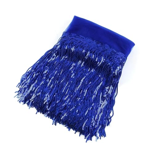 Fransen 1/2/4 Yards 10/18 cm bunte Pailletten Quaste Fransenbesatz Spitze Tanz Performance Kleidung Vorhang Stoff Nähzubehör(8RoyalBlue,10cm-2Yards) von LIZHAYG