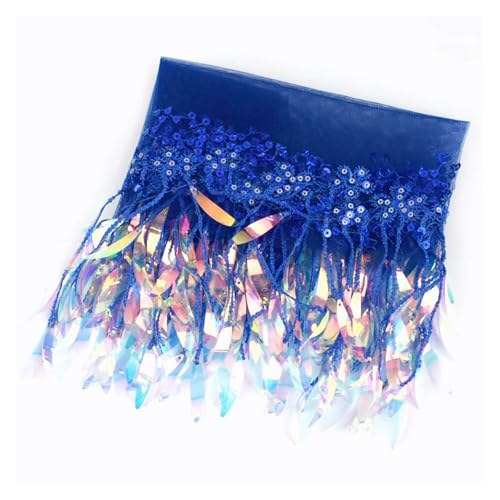 Fransen 1/2 Yards 15 cm Pailletten Quasten Fransen Stickerei Spitzenbesatz Band Bänder Tanzkleid Kleidung Stoff DIY Nähzubehör(RoyalBlue,15cm-2Yards) von LIZHAYG