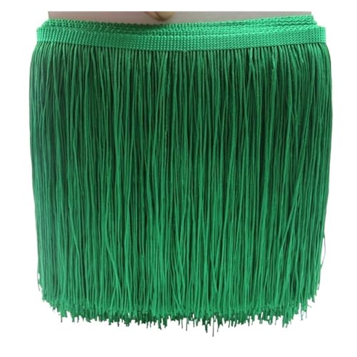 Fransen 1 Yard 20CM Lange Polyester Quaste Fringe Lace Trim Band Nähen Latin Kleid Bühne Kleidungsstück Vorhang Zubehör(Green) von LIZHAYG