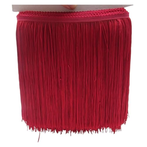 Fransen 1 Yard 20CM Lange Polyester Quaste Fringe Lace Trim Band Nähen Latin Kleid Bühne Kleidungsstück Vorhang Zubehör(Jujube red) von LIZHAYG