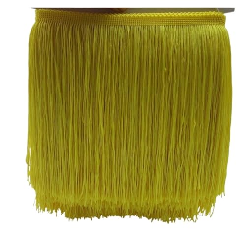 Fransen 1 Yard 20CM Lange Polyester Quaste Fringe Lace Trim Band Nähen Latin Kleid Bühne Kleidungsstück Vorhang Zubehör(Yellow) von LIZHAYG