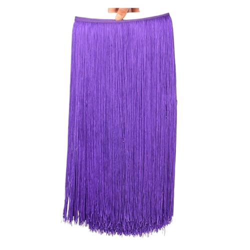 Fransen 10 Meter 50CM Lange Spitze Fransenbesatz Quaste Fransenbesatz for Diy Latein Kleid Bühne Kleidung Zubehör Spitze Band(PURPLE,10Meters) von LIZHAYG