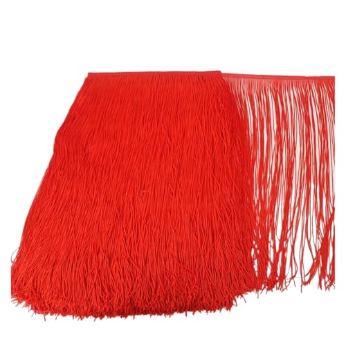 Fransen 10 Meter 50CM Lange Spitze Fransenbesatz Quaste Fransenbesatz for Diy Latein Kleid Bühne Kleidung Zubehör Spitze Band(Red,10Meters) von LIZHAYG