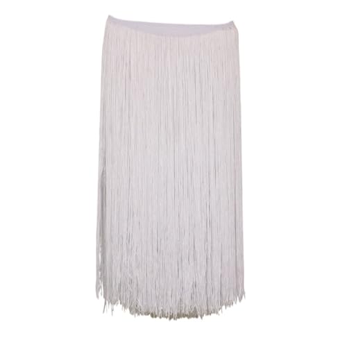 Fransen 10 Meter 50CM Lange Spitze Fransenbesatz Quaste Fransenbesatz for Diy Latein Kleid Bühne Kleidung Zubehör Spitze Band(WHITE,10Meters) von LIZHAYG