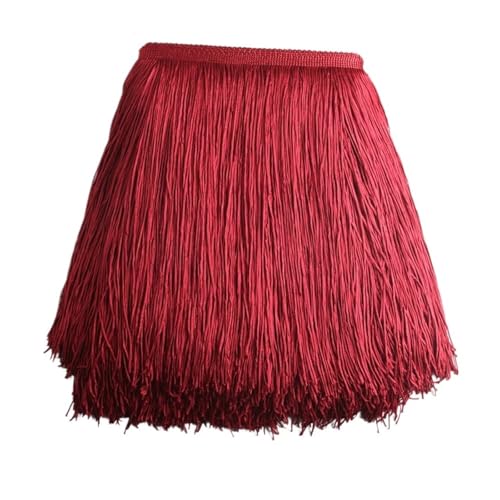 Fransen 10 Meter 50CM Lange Spitze Fransenbesatz Quaste Fransenbesatz for Diy Latein Kleid Bühne Kleidung Zubehör Spitze Band(Wine red,10Meters) von LIZHAYG