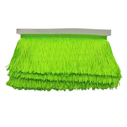 Fransen 10 Meter 9 cm kurze Quaste Fransenbesatz Spitzenband Quasten for Vorhänge Kleider Nähen Fransen Farben Besätze DIY Zubehör(Fluorescence green) von LIZHAYG