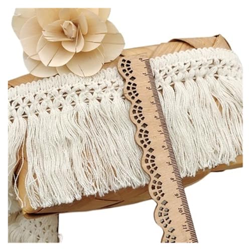 Fransen 10 Yard/Set Beige DIY 6 cm/8 cm Quaste Fransen Baumwolle Spitzenbesatz Band Latin Kleid Bühne Kleidungsstück Vorhang Nähzubehör(Beige 8cm) von LIZHAYG