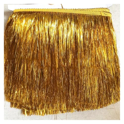 Fransen 10 Yards 10/20 cm Laser glänzende Quaste Fransenbesatz Spitzenband Quasten Weihnachtsdekor Vorhänge Tanzkleider Rock Fransen Nähen(Color-1,Width 15cm) von LIZHAYG