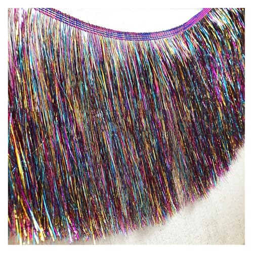 Fransen 10 Yards 10/20 cm Laser glänzende Quaste Fransenbesatz Spitzenband Quasten Weihnachtsdekor Vorhänge Tanzkleider Rock Fransen Nähen(Color2,Width 10cm) von LIZHAYG