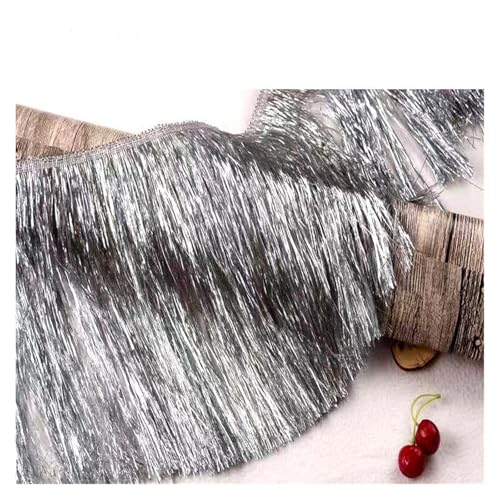 Fransen 10 Yards 10/20 cm Laser glänzende Quaste Fransenbesatz Spitzenband Quasten Weihnachtsdekor Vorhänge Tanzkleider Rock Fransen Nähen(Color8,Width 15cm) von LIZHAYG