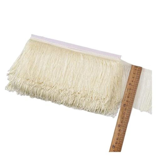 Fransen 10 Yards Spitzenfransenquaste Spitzenbesatz 10 cm breiter Rock Handarbeit Dekorative Quasten Nähzubehör Besätze Basteln(Beige) von LIZHAYG