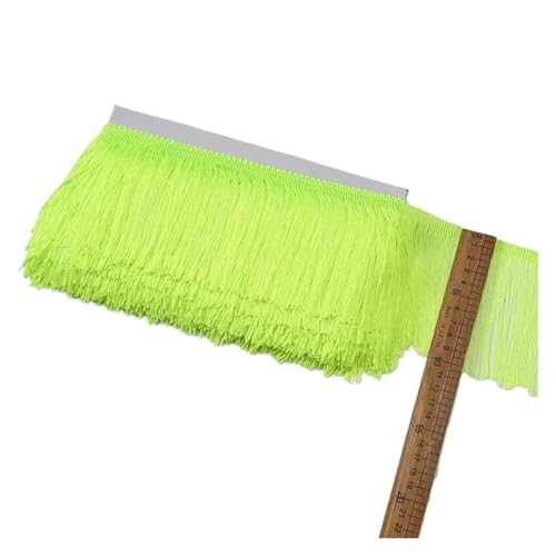 Fransen 10 Yards Spitzenfransenquaste Spitzenbesatz 10 cm breiter Rock Handarbeit Dekorative Quasten Nähzubehör Besätze Basteln(Fluorescent yellow) von LIZHAYG