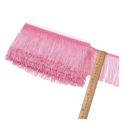 Fransen 10 Yards Spitzenfransenquaste Spitzenbesatz 10 cm breiter Rock Handarbeit Dekorative Quasten Nähzubehör Besätze Basteln(Pink) von LIZHAYG