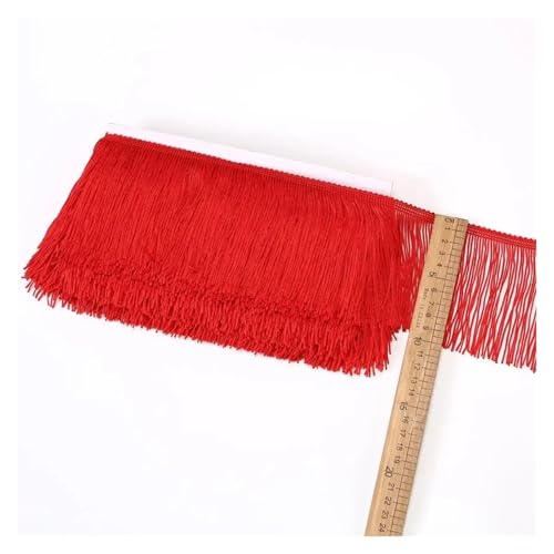 Fransen 10 Yards Spitzenfransenquaste Spitzenbesatz 10 cm breiter Rock Handarbeit Dekorative Quasten Nähzubehör Besätze Basteln(Red) von LIZHAYG