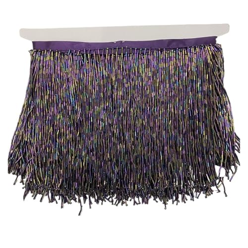 Fransen 15 cm breite Fransenperlenquaste Quastenbesatz Spitze for DIY Zubehör Heimtextilien Tanzband(PURPLE,2yards) von LIZHAYG