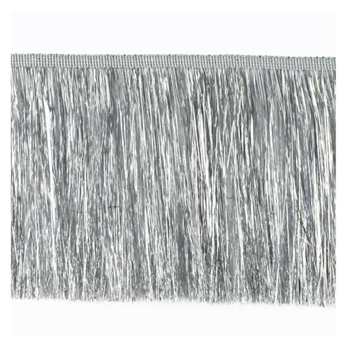 Fransen 2/5/10 meter 15cm Bunte Fransen Quasten Kleidung Kleid Spitze Trim Vorhang Dekoration Band DIY Bekleidungs ​​Zubehör(Silver,15cm-10Meters) von LIZHAYG