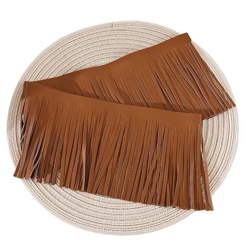 Fransen 2 Meter 10–30 cm x 3 mm Leder Wildleder Quaste Fransen Spitzenband for Handtasche Kleidung Kleider Dekor DIY Nähzubehör(TF207-Camel,3mmX10cm) von LIZHAYG