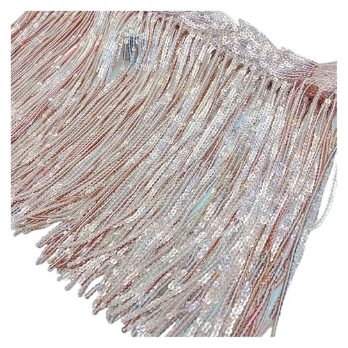 Fransen 2 Yards 20cm Pailletten Pailletten Quaste Spitze Fransenbesatz Mesh Stoff DIY Leistung Rock Hochzeit Kleid Dekor Nähen Material(Color20) von LIZHAYG