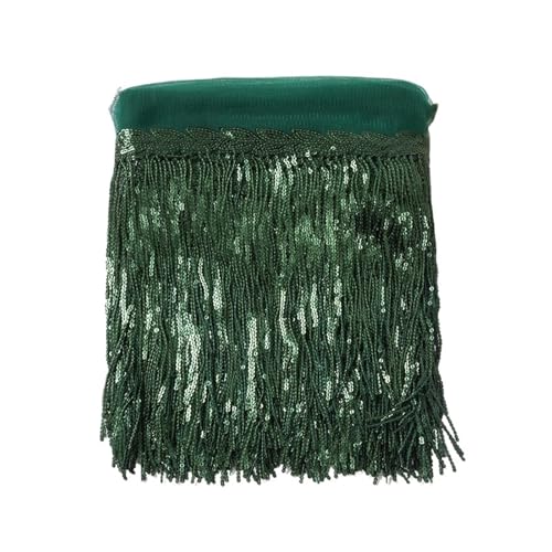 Fransen 30 cm Blatt Pailletten Fransen Spitze Quaste Trim Bühne Latin Dance Perlen Reihe Kleid Vorhang Ornamente hängende Blume(Blackish green,2 yards) von LIZHAYG