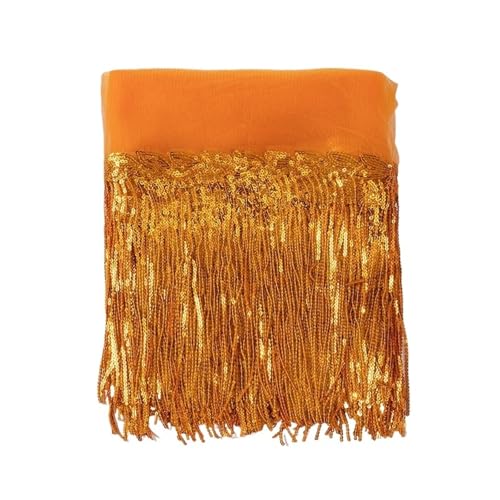 Fransen 30 cm Blatt Pailletten Fransen Spitze Quaste Trim Bühne Latin Dance Perlen Reihe Kleid Vorhang Ornamente hängende Blume(Orange,10 yards) von LIZHAYG