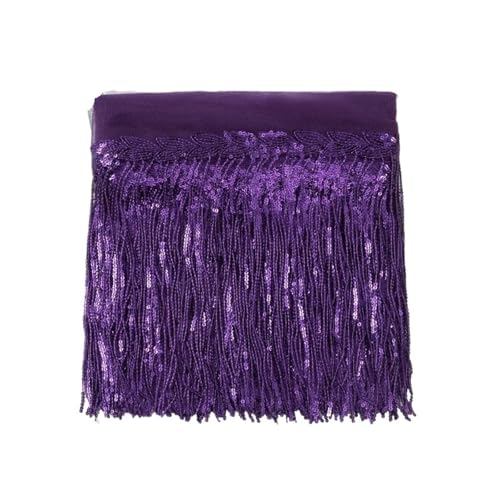 Fransen 30 cm Blatt Pailletten Fransen Spitze Quaste Trim Bühne Latin Dance Perlen Reihe Kleid Vorhang Ornamente hängende Blume(PURPLE,10 yards) von LIZHAYG