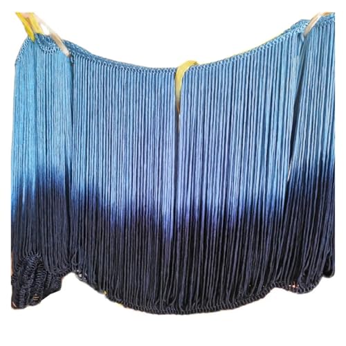 Fransen 5 Yards/Set Fransenquaste Lateinbesatz Dip Dye Omble Rayon Makramee Spitze Samba DanceWear Besatz Nähbesatz 25cm-30cm(Blue 25cm Long) von LIZHAYG