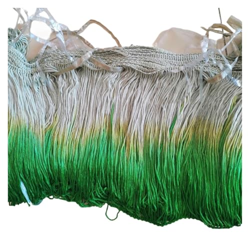 Fransen 5 Yards/Set Fransenquaste Lateinbesatz Dip Dye Omble Rayon Makramee Spitze Samba DanceWear Besatz Nähbesatz 25cm-30cm(Green 25cm long) von LIZHAYG