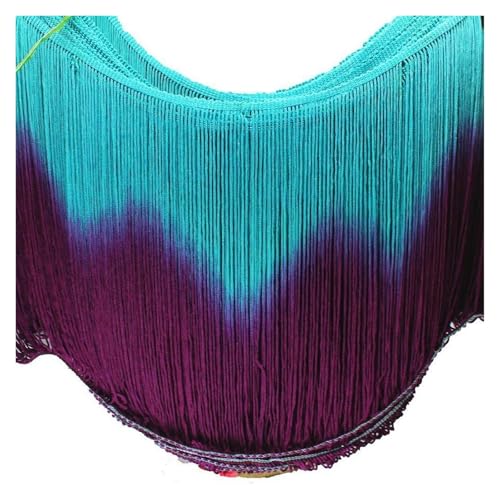 Fransen 5 Yards/Set Fransenquaste Lateinbesatz Dip Dye Omble Rayon Makramee Spitze Samba DanceWear Besatz Nähbesatz 25cm-30cm(GreenPurple 25cm) von LIZHAYG