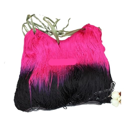 Fransen 5 Yards/Set Fransenquaste Lateinbesatz Dip Dye Omble Rayon Makramee Spitze Samba DanceWear Besatz Nähbesatz 25cm-30cm(Pink Black 25cm Long) von LIZHAYG