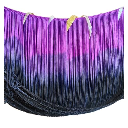 Fransen 5 Yards/Set Fransenquaste Lateinbesatz Dip Dye Omble Rayon Makramee Spitze Samba DanceWear Besatz Nähbesatz 25cm-30cm(Purple Black 25cm) von LIZHAYG