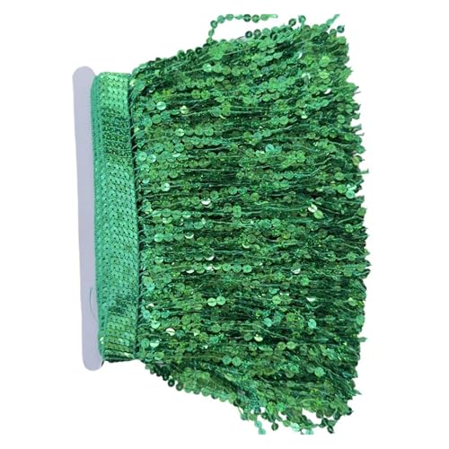 Fransen 9,1 m Fransenquaste, Spitzenband, Paillettenbesatz, 15 cm breit, for lateinamerikanische Tanzkostüme, Kleiderdekoration, DIY-Nähen(Green,5 yards) von LIZHAYG