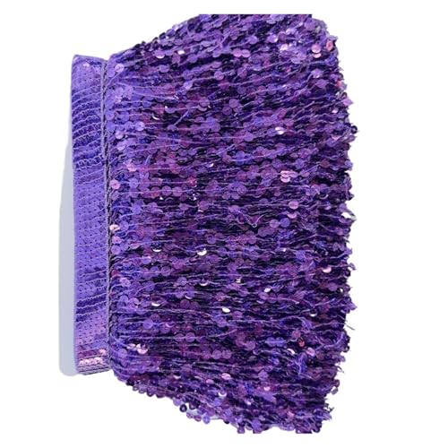 Fransen 9,1 m Fransenquaste, Spitzenband, Paillettenbesatz, 15 cm breit, for lateinamerikanische Tanzkostüme, Kleiderdekoration, DIY-Nähen(PURPLE,5 yards) von LIZHAYG