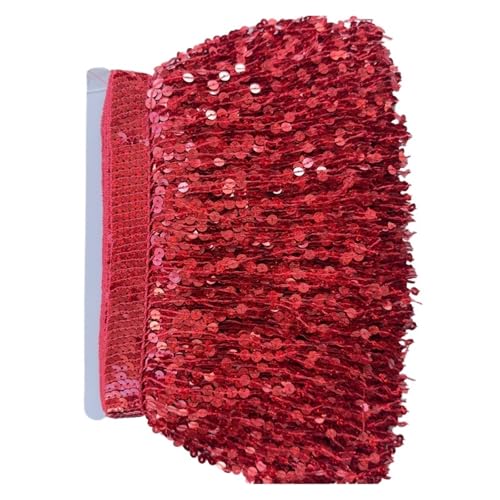 Fransen 9,1 m Fransenquaste, Spitzenband, Paillettenbesatz, 15 cm breit, for lateinamerikanische Tanzkostüme, Kleiderdekoration, DIY-Nähen(Red,5 yards) von LIZHAYG