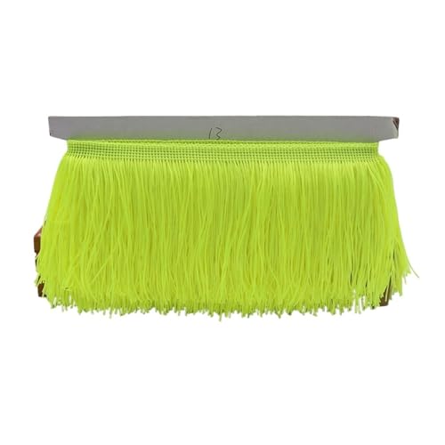 Fransen 9/15/20/28 cm Quaste Fransenbesatz Polyester Lange Fransen Nähen for Kleidung Kleid Vorhang Band Quasten for Handwerk Zubehör(Fluorescent Yellow,15cm) von LIZHAYG