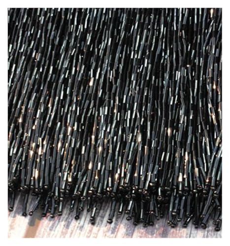 Fransen Kristall 15cm 30cm Dekorativer Besatz mit Strasssteinen Kleider Strass Spitze Tanzkleidung Glasperlenbesatz Quaste Fransen(C302 Black,15CM x 5Yard) von LIZHAYG