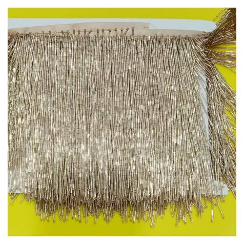 Fransen Kristall 15cm 30cm Dekorativer Besatz mit Strasssteinen Kleider Strass Spitze Tanzkleidung Glasperlenbesatz Quaste Fransen(C304 Khaki,15CM x 5Yard) von LIZHAYG